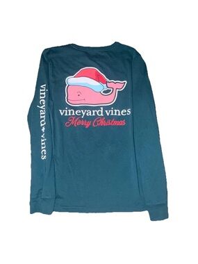 Vineyard Vines Navy "Merry Christmas" Whale Long Sleeve Tee